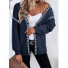 imageDokotoo Womens Oversized Cardigan Sweaters Casual Coats Long Sleeve Button Front Stripes Trim Fall OutfitsBlue