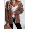 imageDokotoo Womens Oversized Cardigan Sweaters Casual Coats Long Sleeve Button Front Stripes Trim Fall OutfitsBrown