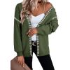 imageDokotoo Womens Oversized Cardigan Sweaters Casual Coats Long Sleeve Button Front Stripes Trim Fall OutfitsGreen