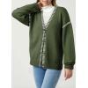 imageDokotoo Womens Oversized Cardigan Sweaters Casual Coats Long Sleeve Button Front Stripes Trim Fall OutfitsGreen