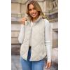 imageDokotoo Womens Oversized Puffer Vest Casual Full Zip Stand Collared Fleece Vest Quilted Padded Warm Coat OutwearBeige