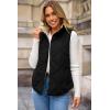 imageDokotoo Womens Oversized Puffer Vest Casual Full Zip Stand Collared Fleece Vest Quilted Padded Warm Coat OutwearBlack