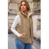 imageDokotoo Womens Oversized Puffer Vest Casual Full Zip Stand Collared Fleece Vest Quilted Padded Warm Coat OutwearCamel
