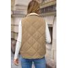 imageDokotoo Womens Oversized Puffer Vest Casual Full Zip Stand Collared Fleece Vest Quilted Padded Warm Coat OutwearCamel