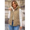 imageDokotoo Womens Oversized Puffer Vest Casual Full Zip Stand Collared Fleece Vest Quilted Padded Warm Coat OutwearCamel