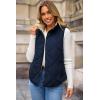 imageDokotoo Womens Oversized Puffer Vest Casual Full Zip Stand Collared Fleece Vest Quilted Padded Warm Coat OutwearSail Blue