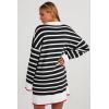imageDokotoo Womens Polo V Neck Sweater Dresses Fall Dresses for Women 2024 Long Sleeve Dress Casual Striped Mini DressBlack Stripe