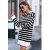 imageDokotoo Womens Polo V Neck Sweater Dresses Fall Dresses for Women 2024 Long Sleeve Dress Casual Striped Mini DressBlack Stripe