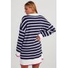 imageDokotoo Womens Polo V Neck Sweater Dresses Fall Dresses for Women 2024 Long Sleeve Dress Casual Striped Mini DressBlue Stripe