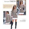 imageDokotoo Womens Polo V Neck Sweater Dresses Fall Dresses for Women 2024 Long Sleeve Dress Casual Striped Mini DressBrown Stripe