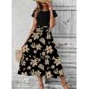 imageDokotoo Womens Summer 2025 Maxi Dress Ruffle Short Sleeve Casual Floral Print Long Flowy Dresses with PocketsBlack