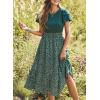 imageDokotoo Womens Summer 2025 Maxi Dress Ruffle Short Sleeve Casual Floral Print Long Flowy Dresses with PocketsGreen