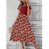 imageDokotoo Womens Summer 2025 Maxi Dress Ruffle Short Sleeve Casual Floral Print Long Flowy Dresses with PocketsRed
