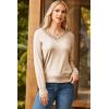 imageDokotoo Womens Sweaters Casual V Neck Long Sleeve Lightweight Sweaters Loose Solid Fall Tops Pullover SweaterBeige