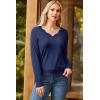imageDokotoo Womens Sweaters Casual V Neck Long Sleeve Lightweight Sweaters Loose Solid Fall Tops Pullover SweaterBlue