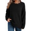 imageDokotoo Womens Sweaters Crewneck Ribbed Knit Waffle Pullover Sweaters 2025 Fall Winter Fashion ClothesBlack