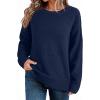 imageDokotoo Womens Sweaters Crewneck Ribbed Knit Waffle Pullover Sweaters 2025 Fall Winter Fashion ClothesBlue
