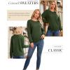 imageDokotoo Womens Sweaters Crewneck Ribbed Knit Waffle Pullover Sweaters 2025 Fall Winter Fashion ClothesGreen