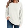 imageDokotoo Womens Sweaters Crewneck Ribbed Knit Waffle Pullover Sweaters 2025 Fall Winter Fashion ClothesWhite