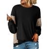 imageDokotoo Womens Sweatshirts Color Block Longs Sleeve Casual Crewneck Pullover Shirts Tops Fall Outfits TrendyBlack