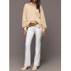 imageDokotoo Womens Tops 2025 Fashion Long Sleeve Shirts Loose Cute Crewneck Basic Business Tees BlousesBeige