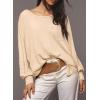 imageDokotoo Womens Tops 2025 Fashion Long Sleeve Shirts Loose Cute Crewneck Basic Business Tees BlousesBeige
