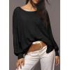 imageDokotoo Womens Tops 2025 Fashion Long Sleeve Shirts Loose Cute Crewneck Basic Business Tees BlousesBlack