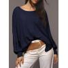 imageDokotoo Womens Tops 2025 Fashion Long Sleeve Shirts Loose Cute Crewneck Basic Business Tees BlousesBlue
