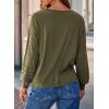 imageDokotoo Womens Tops 2025 Fashion Long Sleeve Shirts Loose Cute Crewneck Basic Business Tees BlousesGreen