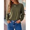 imageDokotoo Womens Tops 2025 Fashion Long Sleeve Shirts Loose Cute Crewneck Basic Business Tees BlousesGreen