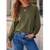 imageDokotoo Womens Tops 2025 Fashion Long Sleeve Shirts Loose Cute Crewneck Basic Business Tees BlousesGreen