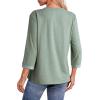 imageDokotoo Womens Tops 34 Length Sleeve TShirts V Neck Button Down Dressy Casual Loose Basic Tee Blouses Fall ClothesGreen