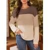 imageDokotoo Womens Tops Casual Long Sleeve Waffle Knit Oversized Shirts Crewneck Color Block Pullover SweatshirtsBrown