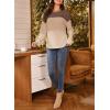 imageDokotoo Womens Tops Casual Long Sleeve Waffle Knit Oversized Shirts Crewneck Color Block Pullover SweatshirtsBrown
