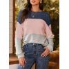imageDokotoo Womens Tops Casual Long Sleeve Waffle Knit Oversized Shirts Crewneck Color Block Pullover SweatshirtsDark Blue