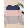 imageDokotoo Womens Tops Casual Long Sleeve Waffle Knit Oversized Shirts Crewneck Color Block Pullover SweatshirtsDark Blue