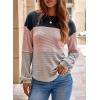 imageDokotoo Womens Tops Casual Long Sleeve Waffle Knit Oversized Shirts Crewneck Color Block Pullover SweatshirtsDark Blue
