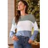 imageDokotoo Womens Tops Casual Long Sleeve Waffle Knit Oversized Shirts Crewneck Color Block Pullover SweatshirtsGreen