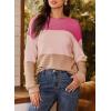 imageDokotoo Womens Tops Casual Long Sleeve Waffle Knit Oversized Shirts Crewneck Color Block Pullover SweatshirtsHot Pink