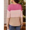 imageDokotoo Womens Tops Casual Long Sleeve Waffle Knit Oversized Shirts Crewneck Color Block Pullover SweatshirtsHot Pink