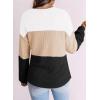 imageDokotoo Womens Tops Casual Long Sleeve Waffle Knit Oversized Shirts Crewneck Color Block Pullover SweatshirtsWhite