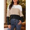 imageDokotoo Womens Tops Casual Long Sleeve Waffle Knit Oversized Shirts Crewneck Color Block Pullover SweatshirtsWhite