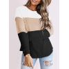imageDokotoo Womens Tops Casual Long Sleeve Waffle Knit Oversized Shirts Crewneck Color Block Pullover SweatshirtsWhite