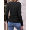 imageDokotoo Womens Tops Casual V Neck Long Sleeve Shirts for Women Fashion Solid Ruched Basic Tunics BlousesBlack