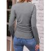 imageDokotoo Womens Tops Casual V Neck Long Sleeve Shirts for Women Fashion Solid Ruched Basic Tunics BlousesGray