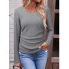 imageDokotoo Womens Tops Casual V Neck Long Sleeve Shirts for Women Fashion Solid Ruched Basic Tunics BlousesGray