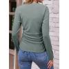 imageDokotoo Womens Tops Casual V Neck Long Sleeve Shirts for Women Fashion Solid Ruched Basic Tunics BlousesGreen