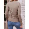 imageDokotoo Womens Tops Casual V Neck Long Sleeve Shirts for Women Fashion Solid Ruched Basic Tunics BlousesKhaki