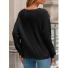 imageDokotoo Womens Tops Dressy Casual 2025 Long Sleeve Pullover V Neck Fall Shirts Hollow Out Lace Embroidered BlouseBlack