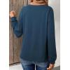 imageDokotoo Womens Tops Dressy Casual 2025 Long Sleeve Pullover V Neck Fall Shirts Hollow Out Lace Embroidered BlouseBlue